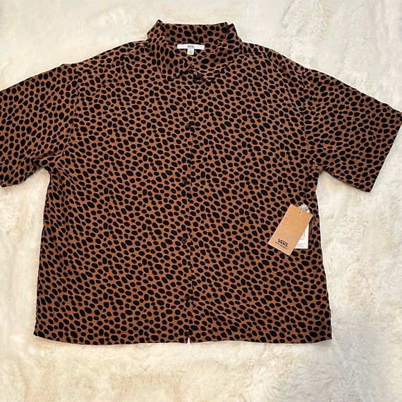 Vans Wild Woven Argan Oil Cheetah print Button Up Shirt, Size L - Picture 12 of 13